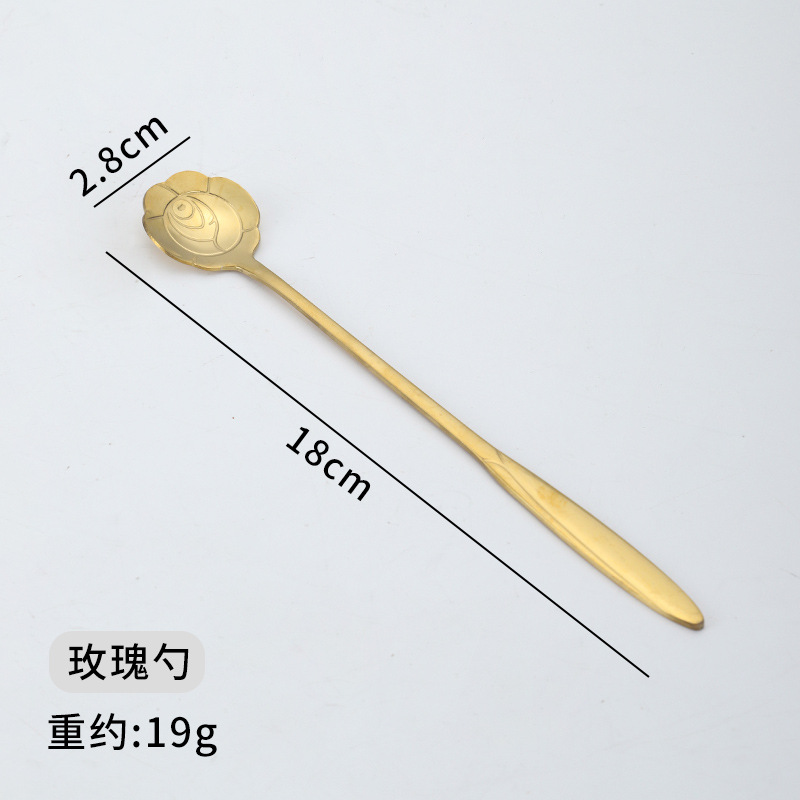 Cuchara de acero inoxidable Oro creativo Rose flor de cerezo cuchara agitación taza postre cuchara de café Nido de pájaro cuchara de miel