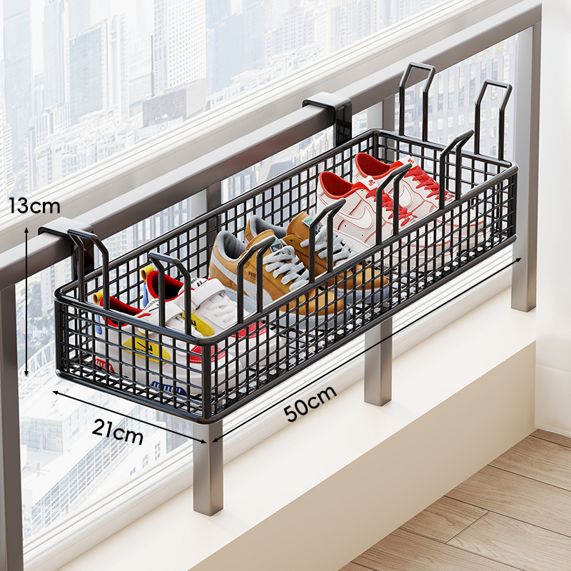 バルコニー靴乾燥ラック、家庭用屋内窓手すりフック靴乾燥ラック、吊り下げ式鉄製小型靴乾燥ラック|undefined
