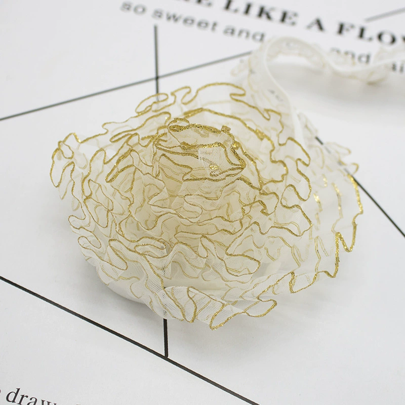 В наличии 2,3 см золотой шелк односторонние снежные марлевые кружевные украшения ручной работы DIY детская одежда игрушки аксессуары для украшения одежды
