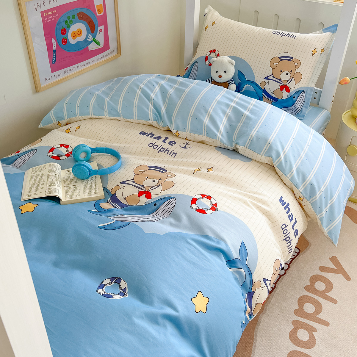 Dormitorio universitario ropa de cama de tres piezas algodón de cuatro piezas 100 sábanas individuales de algodón fundas de edredón