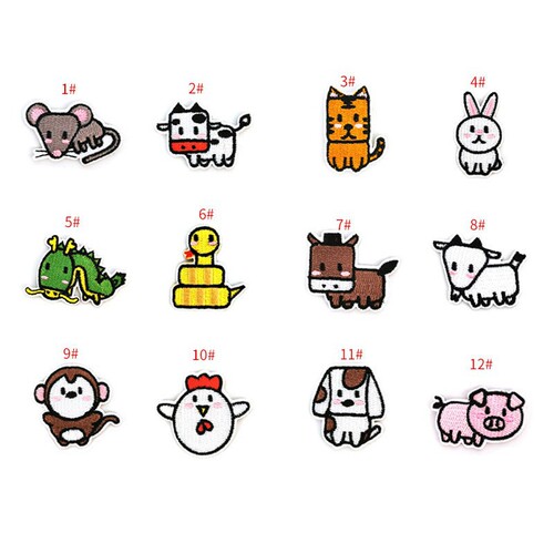 Self-adhesive zodiac cloth stickers for children embroidery appliques cartoon patches for pants, no ironing repair allowance, clothing holes repair