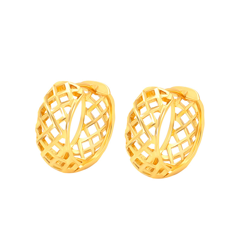 Xuping nueva moda imitación de oro ligero de lujo hueco auriculares de aleación de cobre chapado 24k color transfronterizo geométrico círculo auriculares