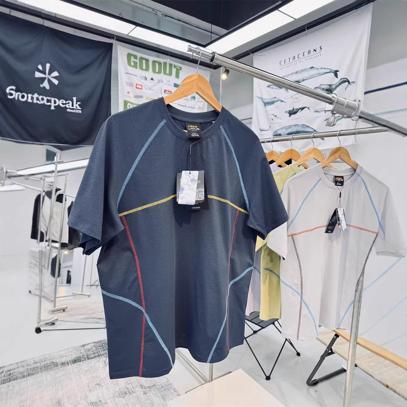 Summer Breathable Loose Quick-Dry Fashionable Men's Color-Blocking Versatile Visible-Stitch Design Round-Neck Cloud-Feel Antibacterial T-Shirt Summer Breathable Loose Quick-Dry Fashionable Men's Color-Blocking Versatile Visible-Stitch Design Round-Neck Cloud-Feel Antibacterial T-Shirt
