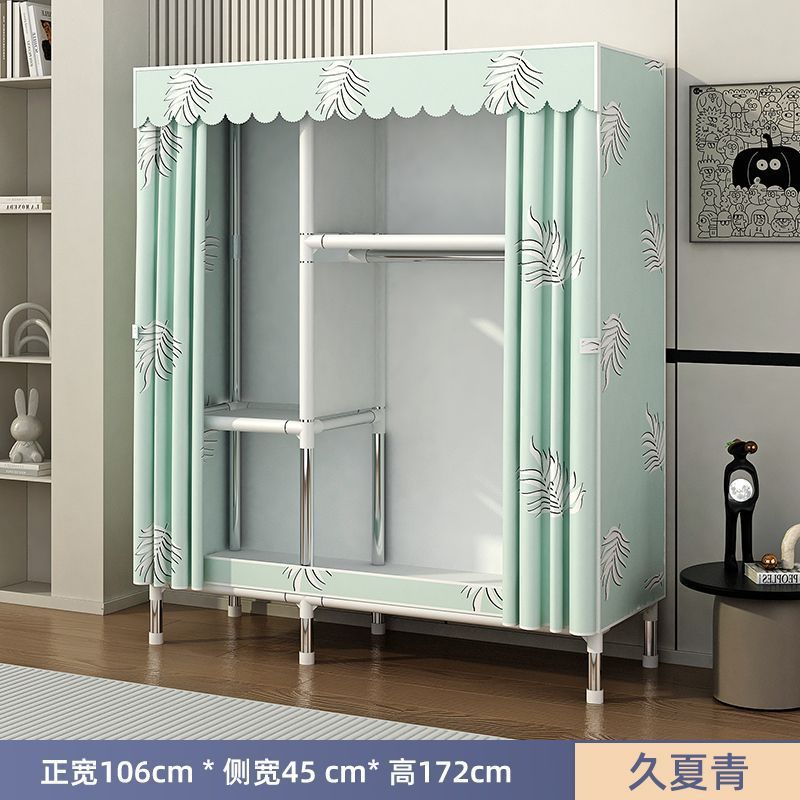 简易衣柜家用卧室组装全钢架加粗加厚布衣柜结实耐用出租房收纳橱|undefined