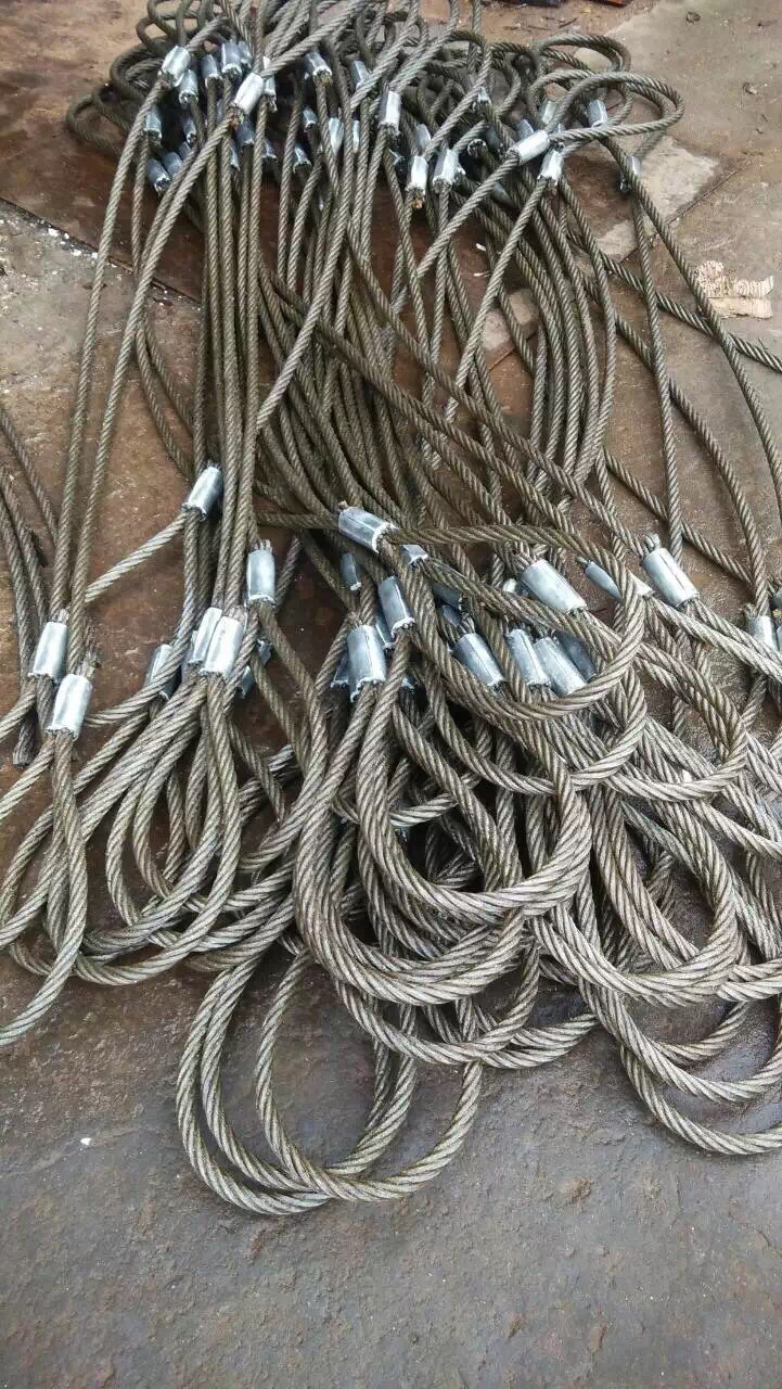 光面钢丝绳铝套机压制索具18mm*6米钢丝绳起重索具钢丝绳
