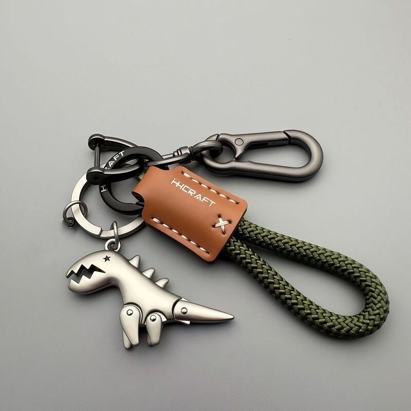 Cute Cartoon Little Dinosaur Keychain for Girls, Car Key Chain, Leather Rope Key Ring, Backpack Pendant Gift