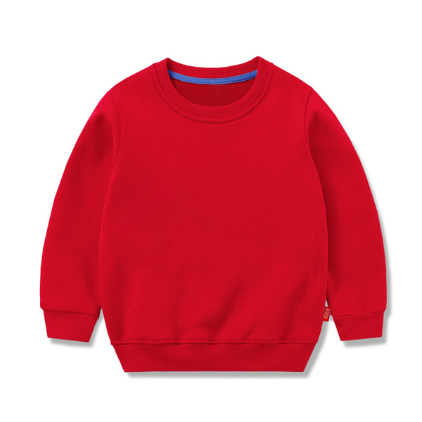 children's solid color demi-season warm sweatshirt with a round…