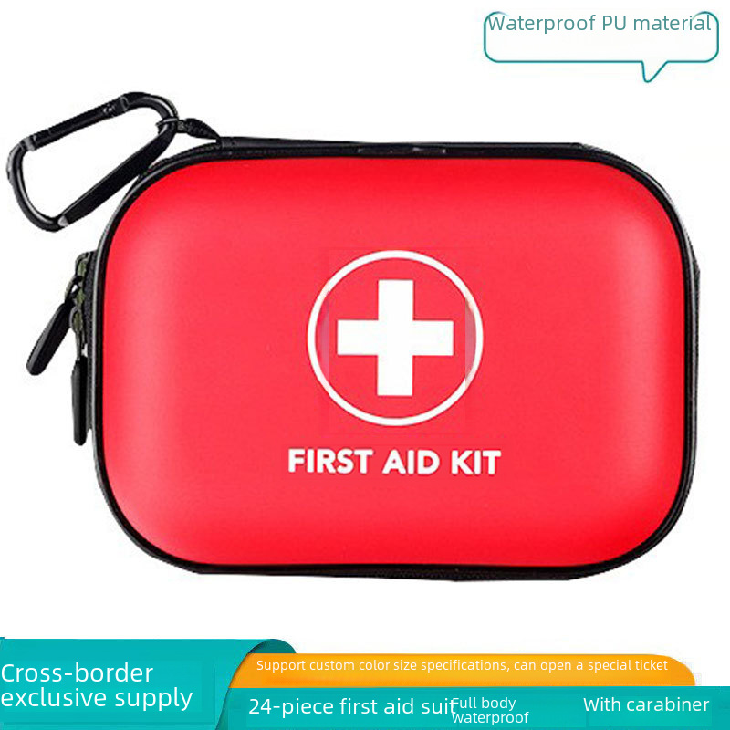 Cross-Border 24-piece PU Waterproof Emergency Kit Medical Household Vehicle-mounted Small First Aid Kit Epidemic Prevention Storage Kit Emergency