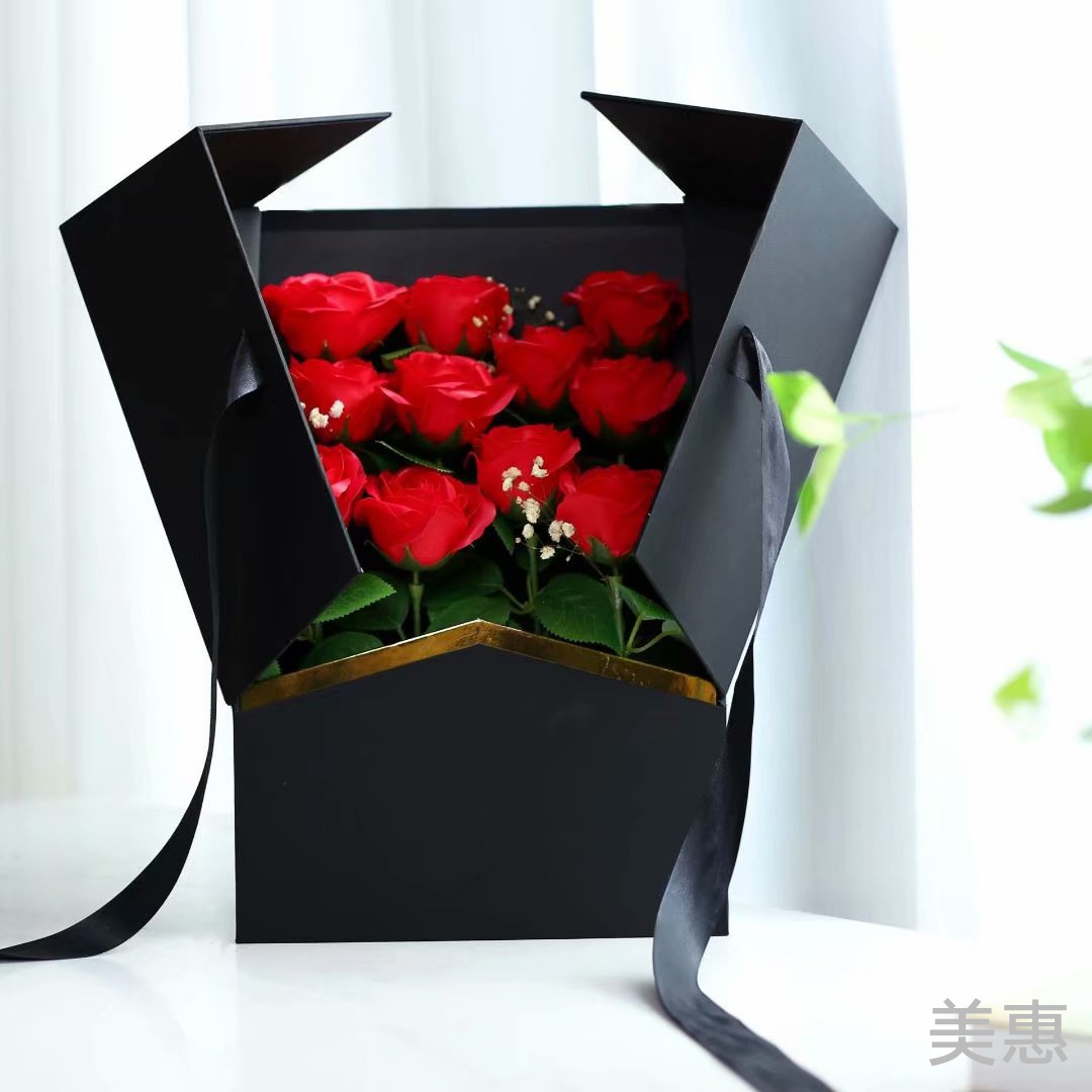 现货蝙蝠侠花盒七夕情人节长方形大号蝙蝠侠绸缎鲜花包装盒