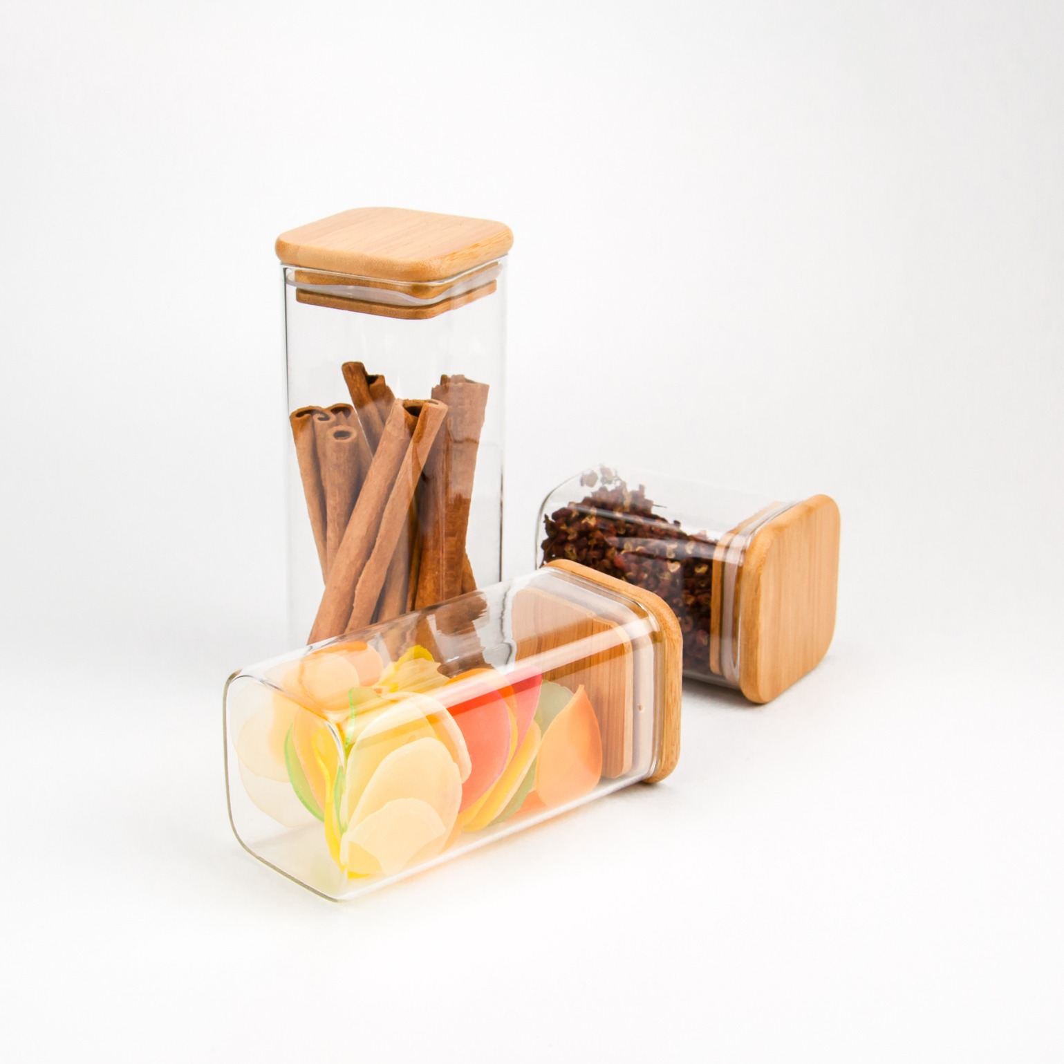 方形高硼硅玻璃密封储物收纳罐样品原材料展示罐家用食品储存罐