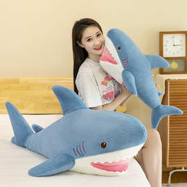 新款高当兔毛鲨鱼抱枕毛绒玩具鲨鱼公仔玩偶女生沙发懒人靠枕批发