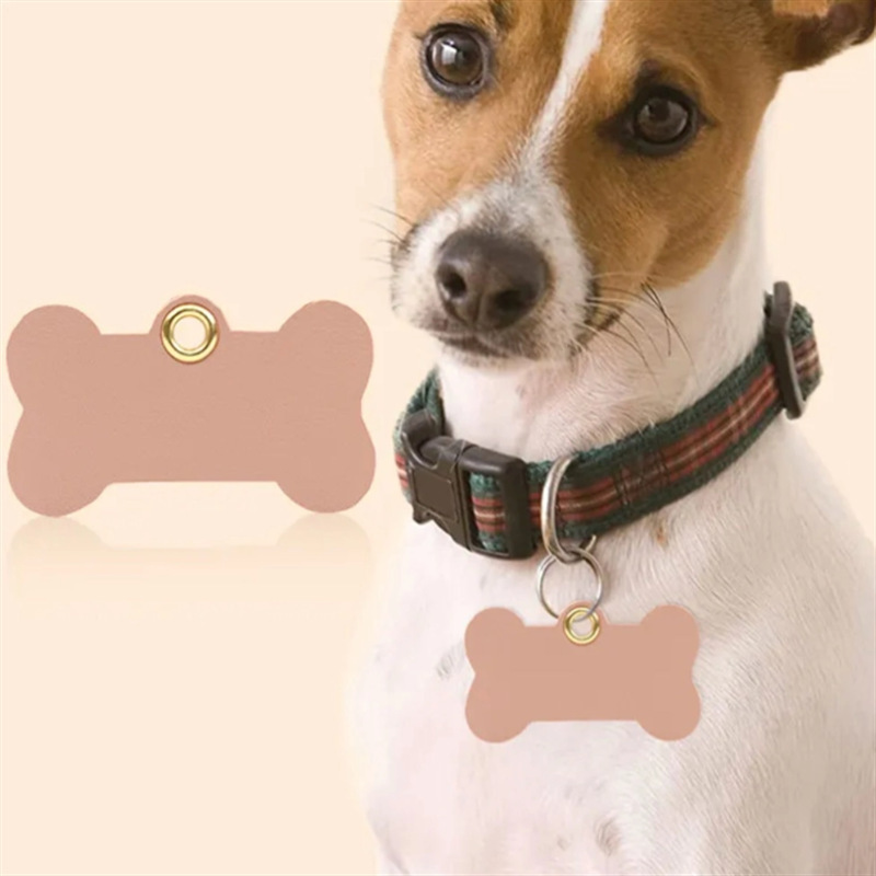 スポットソリッドカラーの空白の犬タグペット猫と犬の名前タグ紛失防止PUレザーペンダント|undefined