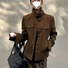 美式高街立领工装外套女2025秋季新款宽松甜酷纽扣长袖夹克上衣潮