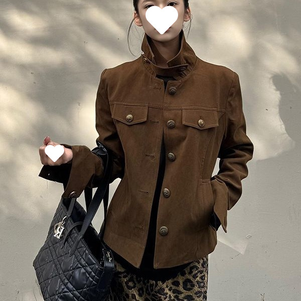 美式高街立领工装外套女2025秋季新款宽松甜酷纽扣长袖夹克上衣潮|undefined
