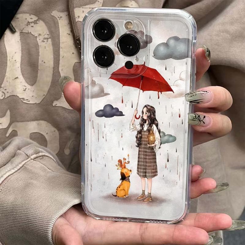 Cover protettiva per iphone con design ragazza con ombrello_voghion.com