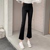 Fitted black flared trousers, 2021 collection, high waist, autumn