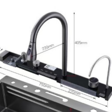 Dolphin nuevo nano 304 Acero inoxidable feiyu cascada grande solo fregadero vegetal lavado placa cocina piano botón fregadero