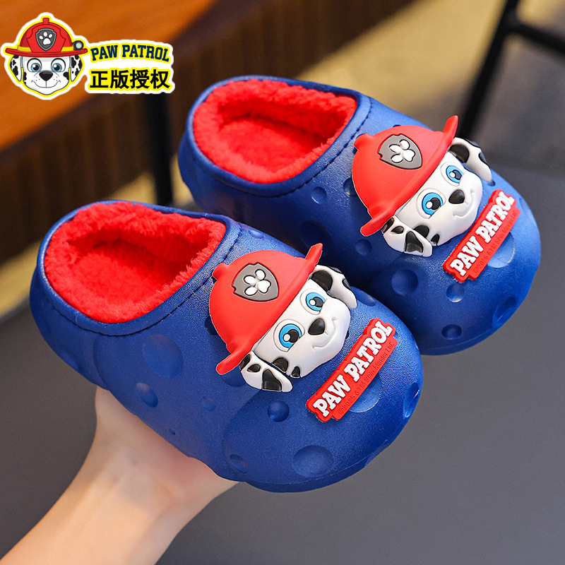 Otoño y invierno, zapatillas de algodón para niños, niños, niñas y niños, calentamiento, terciopelo impermeable, zapatos de algodón para niños