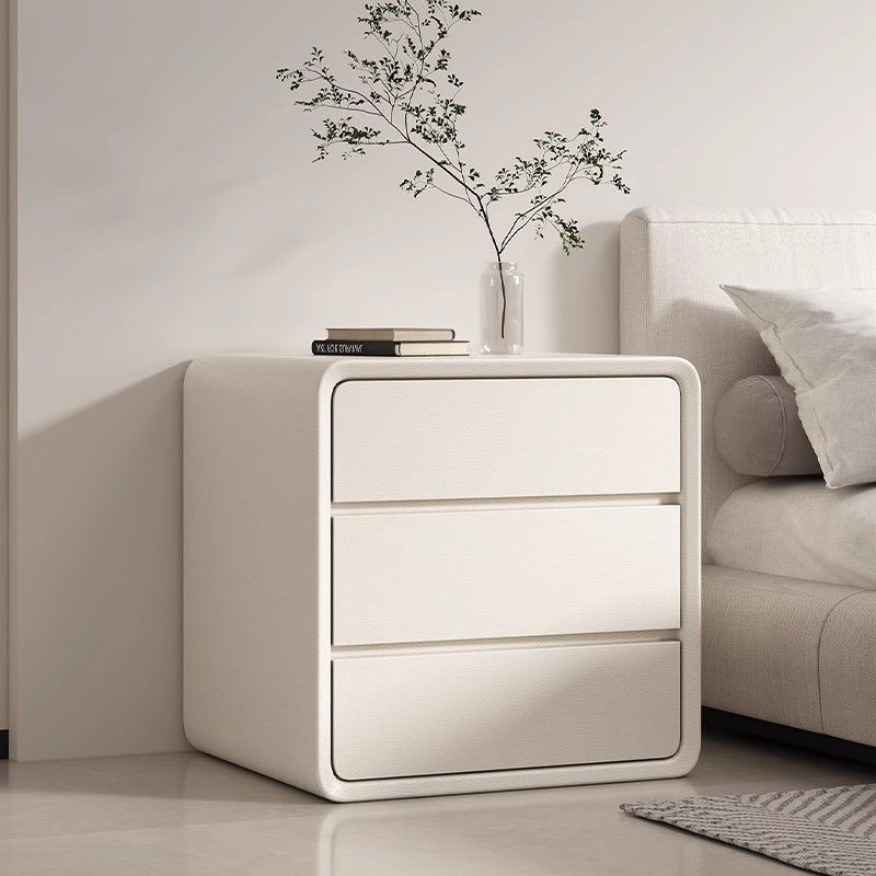 2025 nueva mesa de cabecera de madera maciza simple y moderna pequeña sensación de lujo crema viento dormitorio casero cabecera