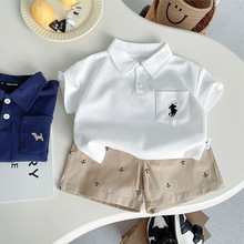 男童夏装套装新款洋气婴儿夏季宝宝薄款短袖POLO外穿两件套短款潮