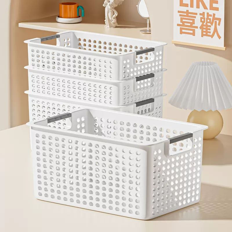 收纳筐零食玩具家用客厅桌面储物整理箱塑料长方形小杂物收纳篮子