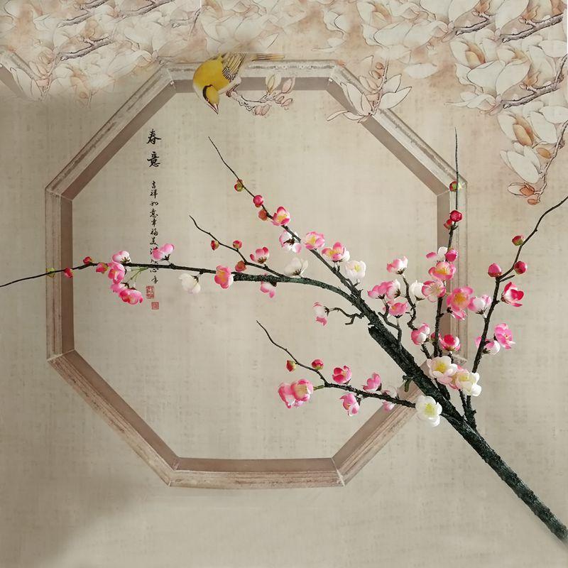 中式梅花腊梅花枝假花仿真花家居客厅电视柜装饰品摆件干花盆景|undefined
