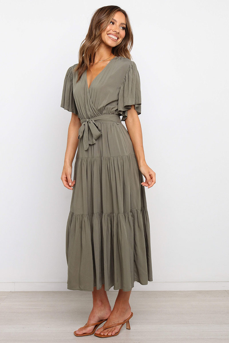 269g Weight Midi Dress Dress Length Type Short Sleeve Sleeve Length Princess Dress Dresses Type Regular Sleeve Sleeve Type Cotton, Polyester Fabric Type Mid Waist Waist Line Holiday, Daily, Selfie Occasion V Neck Neckline Regular Fit Fit Type Solid Color Pattern Summer Season Women's Gender Casual, Elegant, Streetwear Style Wholesale Women's Casual Elegant Streetwear Solid Color Holiday Daily Selfie V Neck Short Sleeve Princess Dress 45