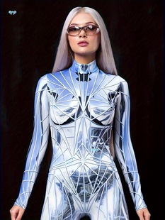 [Mech Spandex Bodysuit] Full Body Print Bodysuit - Sexy