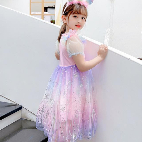Christmas children's clothes Elsa princess dress girls rainbow unicorn dress ice and snow Elsa new skirt