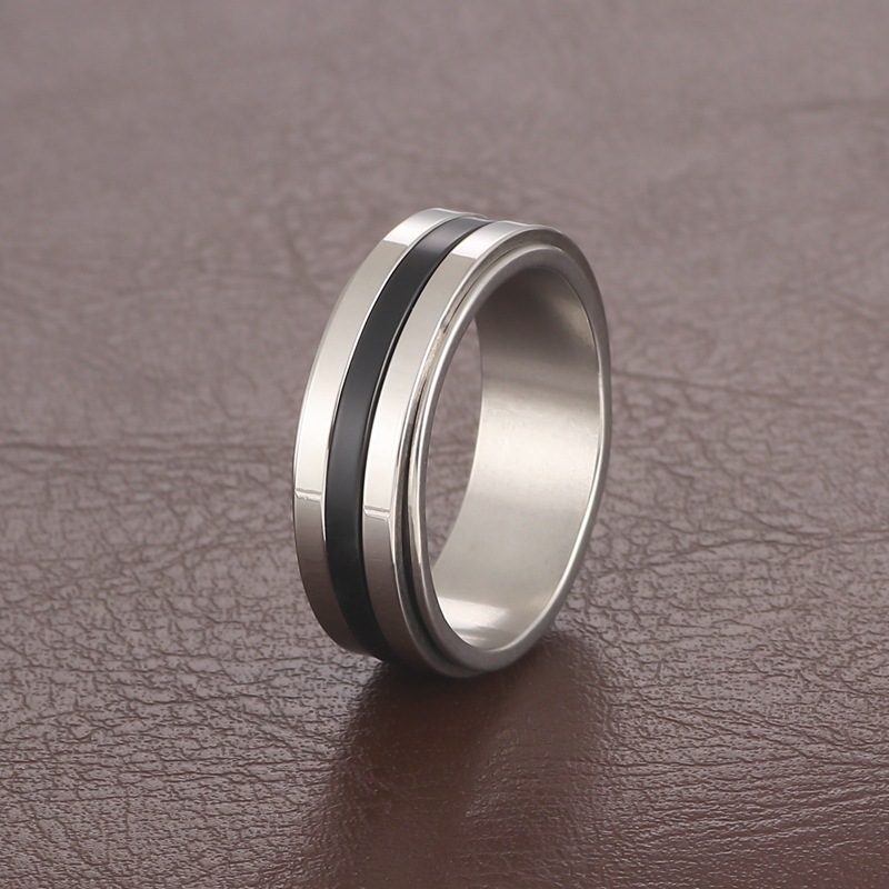 Color Block Pattern Vacation Classic Style Color Block Titanium Steel Plating Men's Rings Men Band Rings