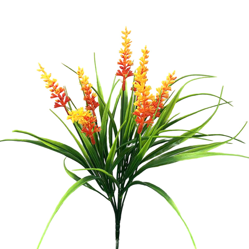 7 plantas de primavera de lavanda flores falsas flores de imitación decoración de decoración de boda sala de estar hotel comedor