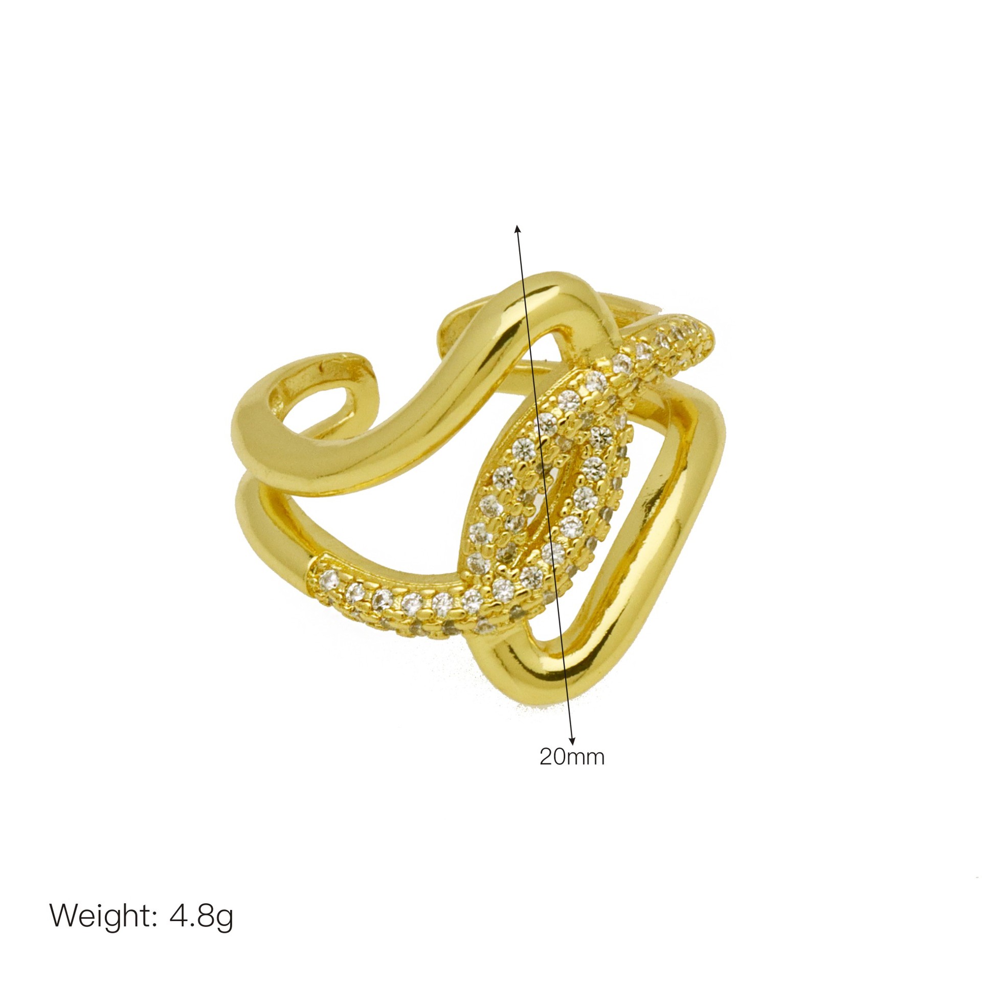 Joyería Al Por Mayor Exagerado Geométrico Cobre Circón Metal Mixto Embutido Anillos Abiertos display picture 8