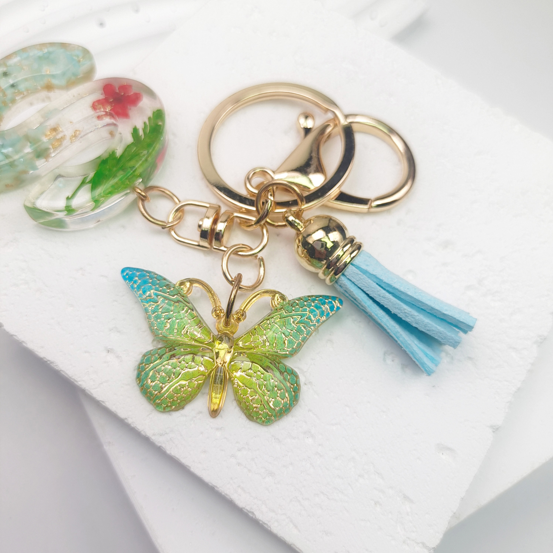 Pastoral Flower Butterfly Crystal Women's Bag Pendant Keychain display picture 6