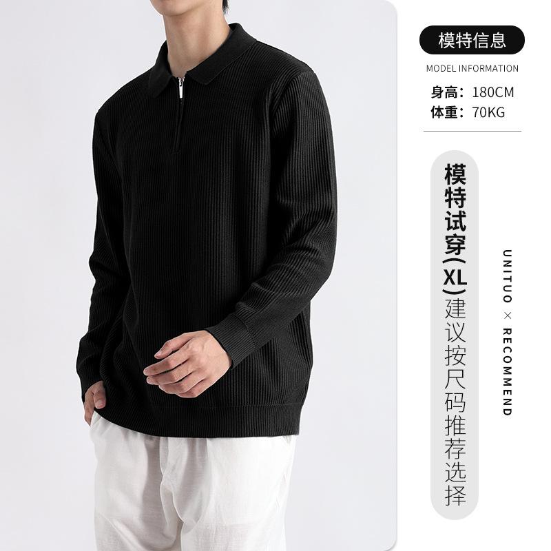 Suéter de hombre de alta gama semia cremallera hombre alto sentido viejo viento de dinero otoño invierno polo jersey hombre