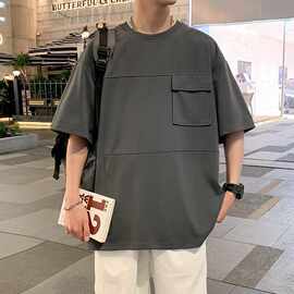 潮牌t恤男批发新款短袖夏季上衣大码宽松五分袖体恤半截袖打底衫