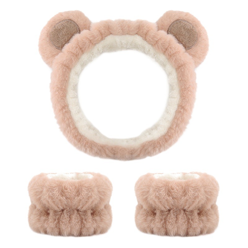 Transfronterizo cara lavado banda para el cabello correa para la muñeca Imitación Piel de conejo color sólido felpa impermeable banda para el cabello Amazon absorbente sudor-limpieza al por mayor