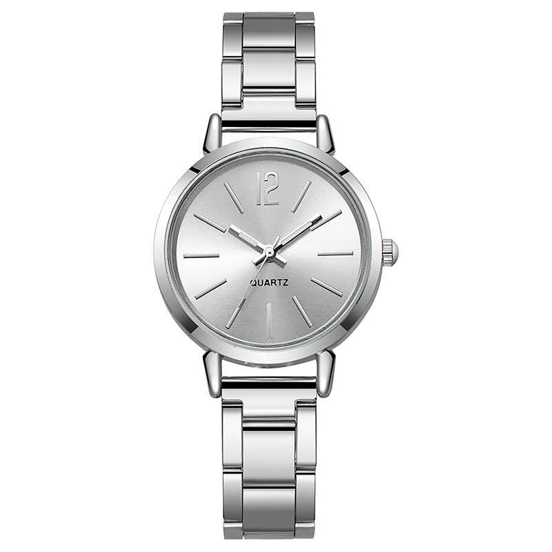 Nueva correa de acero de comercio exterior para mujer, moda simple, redonda, correa de acero pequeña de oro, reloj de cuarzo, reloj de moda para estudiantes de mujer