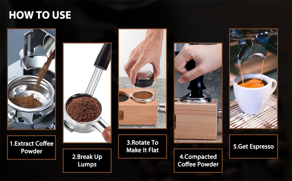 Café en polvo base de la prensa máquina de café Mango Dispositivo de soporte de almacenamiento de madera asiento de relleno de presión polvo de tela traje dispositivo