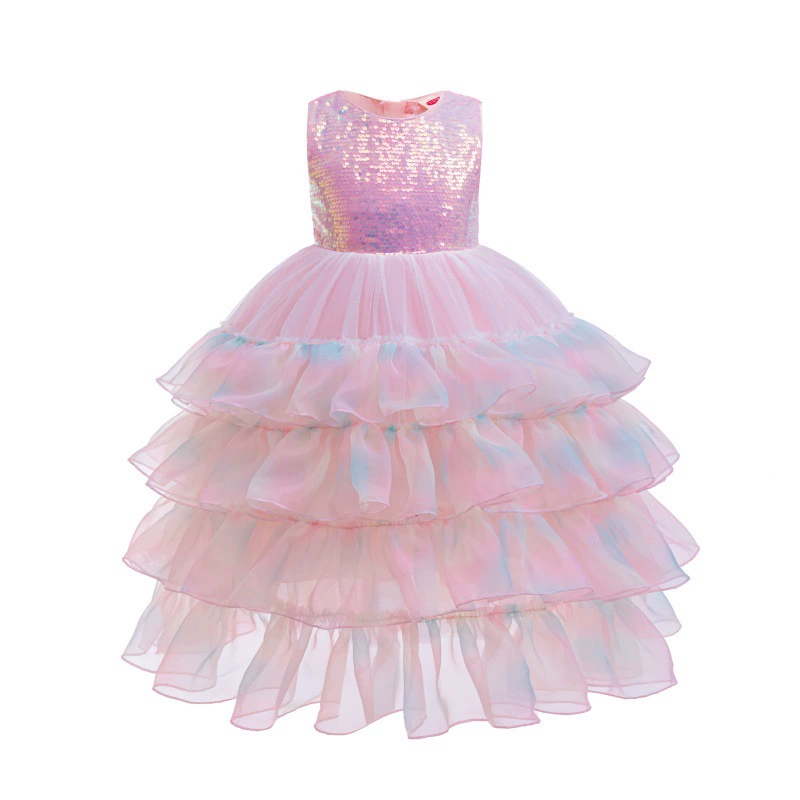 Платье Летнее платье для девочек, новинка 2025 года, детское платье Super Fairy Cake, пышное марлевое платье, летнее платье принцессы для маленькой девочки