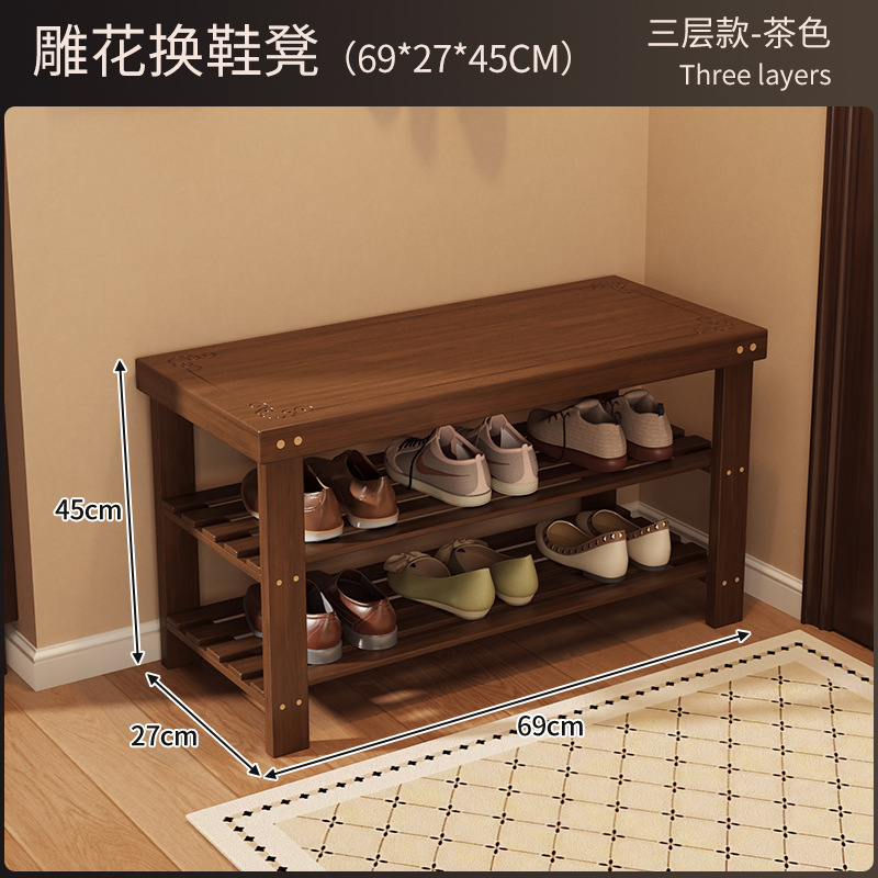 Zapatero integrado con banco para cambiar zapatos para uso doméstico en la entrada del pasillo, se puede usar para sentarse, banco de almacenamiento de zapatos de varias capas simple para apartamentos de alquiler. image 13