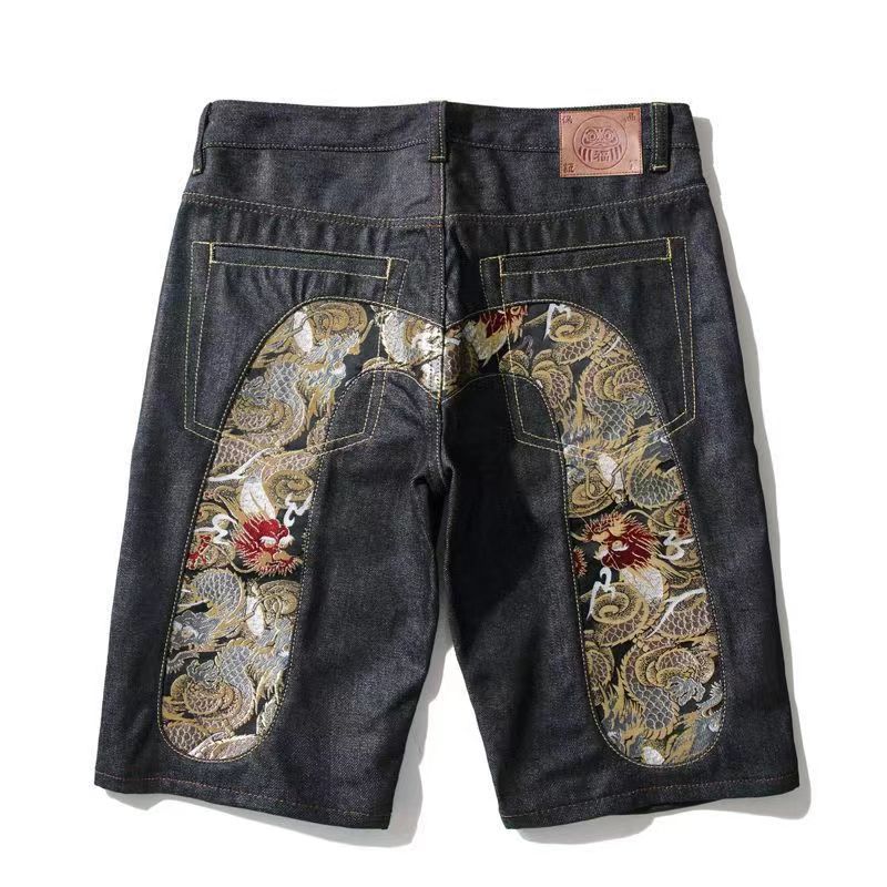 Five Shorts Men's Fashionable Brand Hip-Hop Summer Pants Printed Distinctive Large M Loose Fashionable Thin Denim Shorts