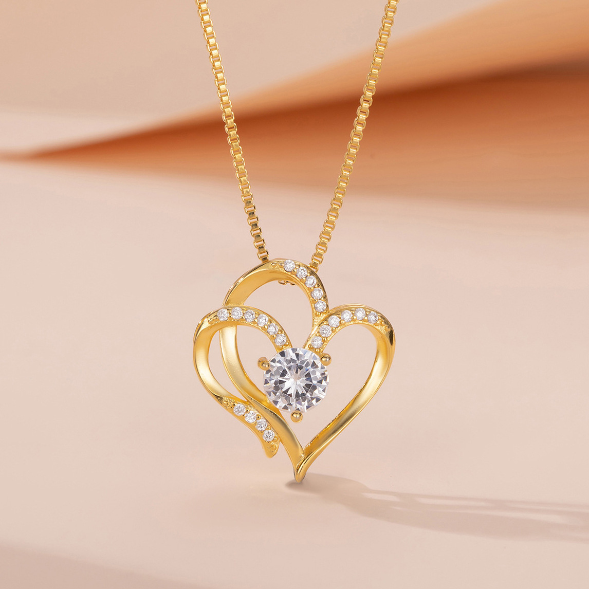 S Silver Double Necklace Women's Fashion Versatile Love Shaped Collar Neck Chain_voghion.com