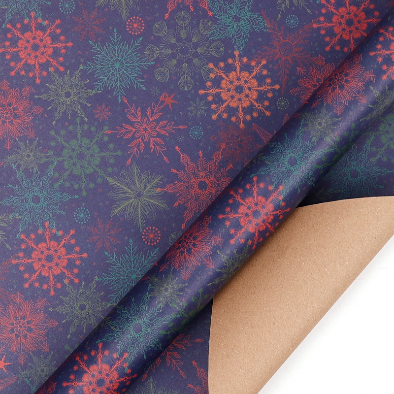 Papel de embalaje de regalos de Navidad transfronterizos Papá Noel campana flocos de nieve Papá Noel flores de embalaje de regalo