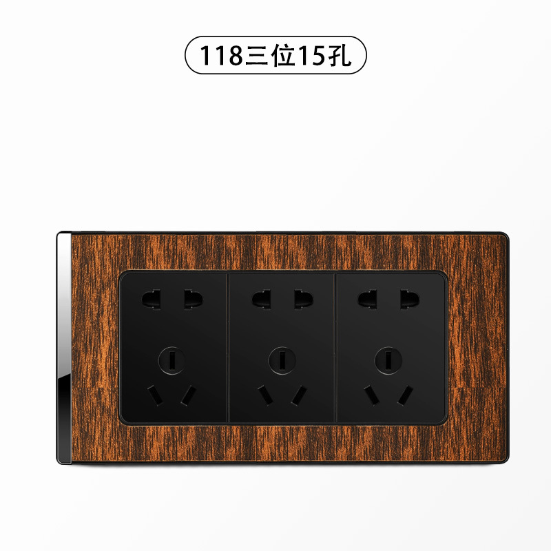Nueva decoración del hogar lingsong nuevo panel de toma de interruptor de grano de madera Osaka 86 tipo de interruptor de pared socket de cinco agujeros al por mayor