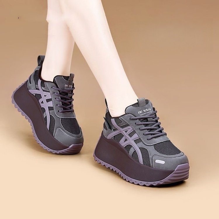 2025 Autumn and Winter Korean Style Internet Celebrity Student Outdoor Casual Platform Thick-Soled Sports Shoes Hip-Hop Color Matching Dad Shoes for Women