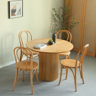 Nordic Solid Wood Round Table Designer Japanese Casual Round Table Small Apartment Home Dining Table Log Dining Table and Chair