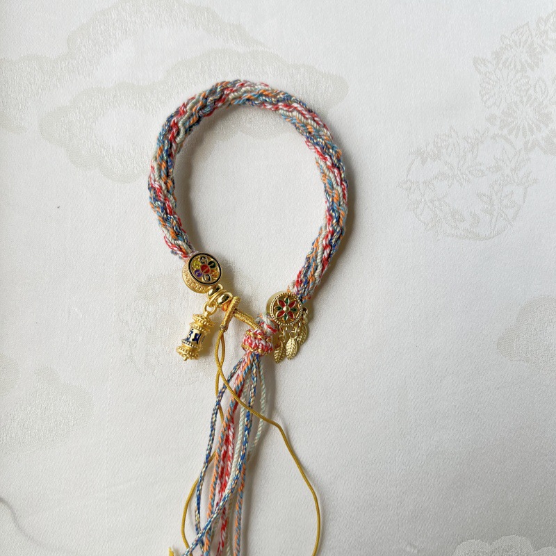 Mano tejida estilo Xizango mano cuerda zachilam mano cuerda verde madre cinco maestro thangka pulsera Xizanga mano cuerda regalo femenino