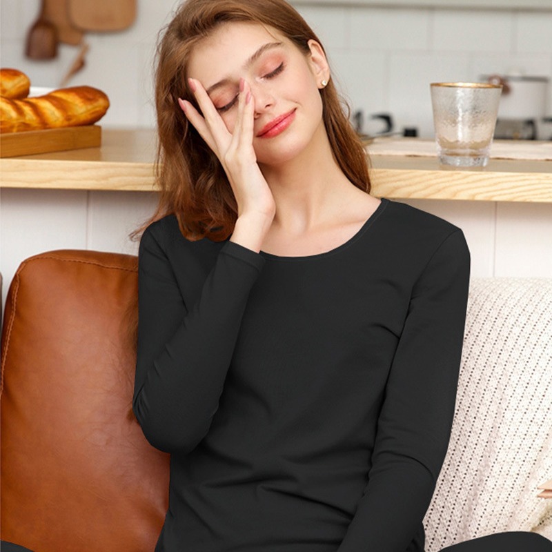 Autumn and Winter Pajamas Women's Base Autumn Clothes and Pants suit Home Clothes Thermal Underwear Women's Thin fleece-lined Base Slim-fit