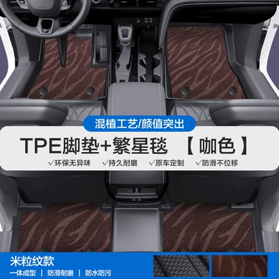 Suitable for Toyota Rav4, Wildlander, Modelə uyğun ayaqaltı - please-leave-a-message-or-note-the-model-year-when-placing-an-order-rice-grain-pattern-tpe-door-sill-mat-coffee-color-starry-blanket