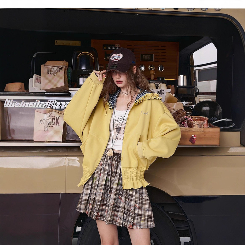 Fairy's Pocket Letter Embroidered Hooded Sweatshirt Tops Women's 2025 Early Autumn New Miu College Style Top